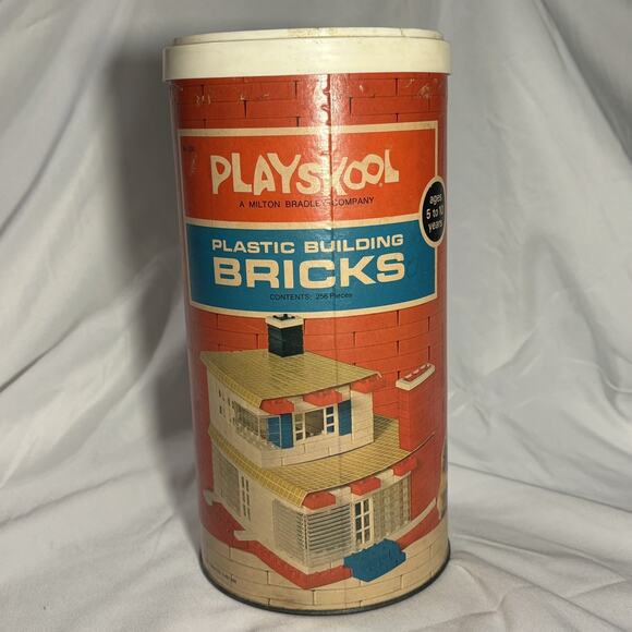 Vintage 1970 PLAYSKOOL Plastic Building Blocks Bricks Milton Bradley - Picture 3 of 5